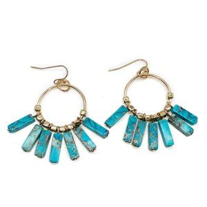 "Blue Chakra" Boho Natural Stone Handmade Braided Alloy Drop Earrings